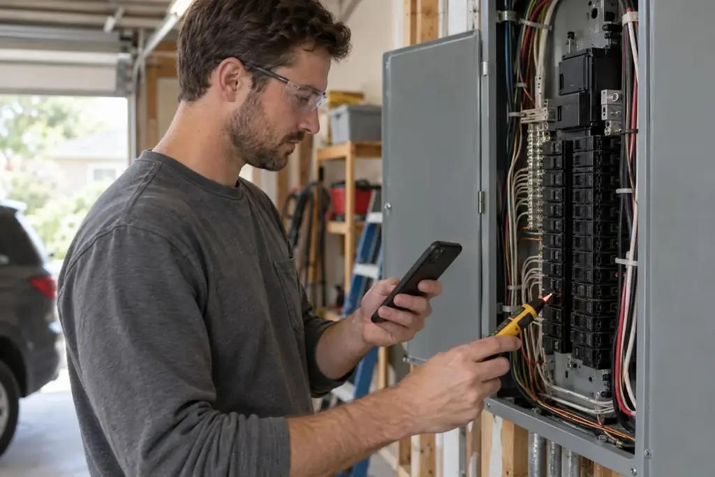 Electrical contractor at work